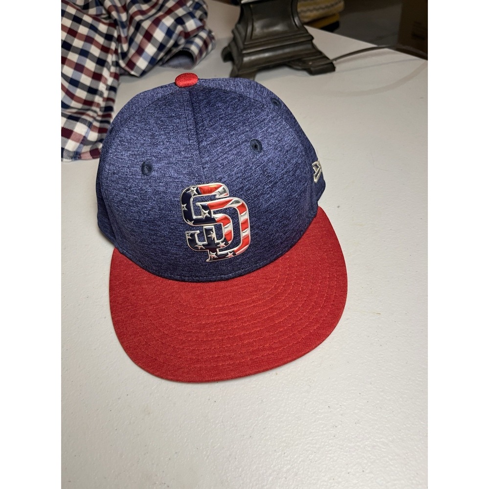 New Era San Diego Padres Fourth of July 59FIFTY Fitted Hat Cap Red Sz‎ 7 1/8 USA